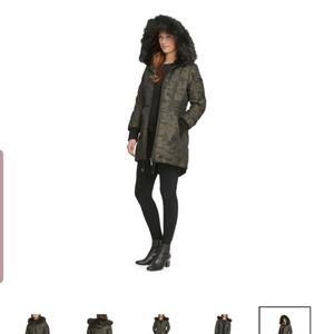 DKNY camo fur coat
